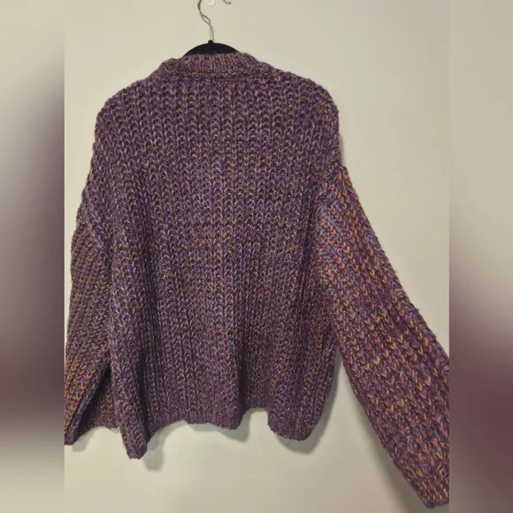 Topshop Purple Multicolor V-Neck Knit Sweater Size 4-6 - Picture 7 of 7